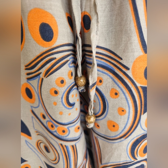 Punjammies by Sudara Abstract Fun Print Drawstring Pants Size Medium Gray Orange - Picture 6 of 17